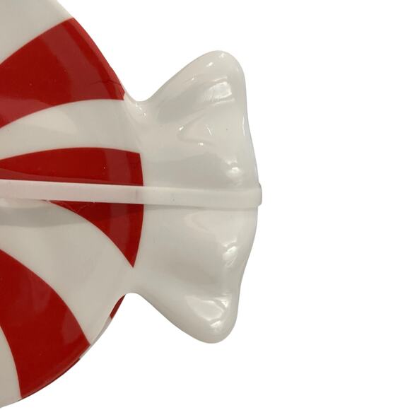 Peppermint Candy Shaped Christmas Melamine Appetizer Plate Set 4 Red White New - Picture 7 of 13